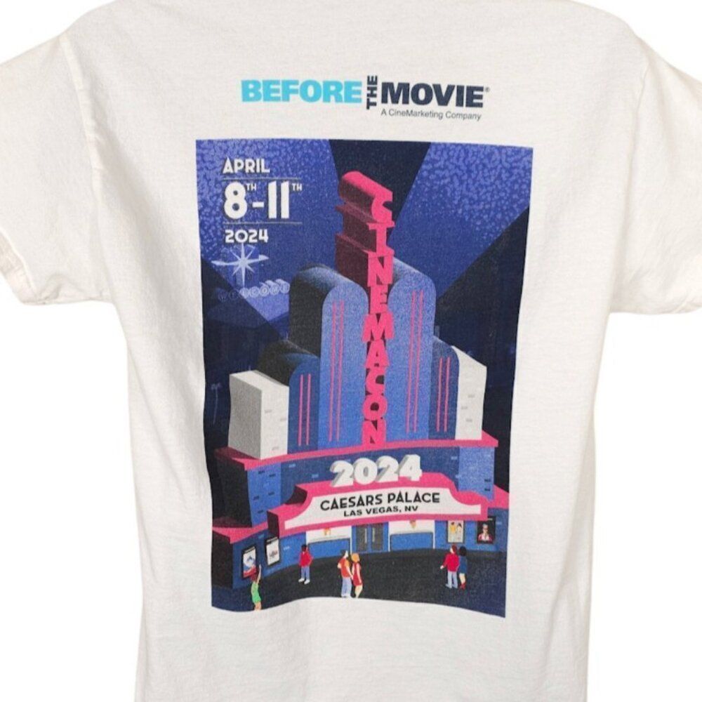 2024 CinemaCon T Shirt Mens Size Medium White Film Movies Las Vegas Caesars